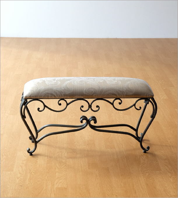 ベンチ 玄関 椅子 スリム コンパクト 布 ファブリック 猫脚 横長