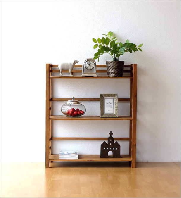 ウッドラック 飾り棚 木製 本棚 オープンラック 天然木 ナチュラル