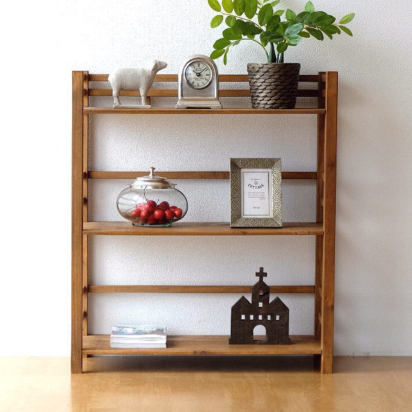 ウッドラック 飾り棚 木製 本棚 オープンラック 天然木 ナチュラル