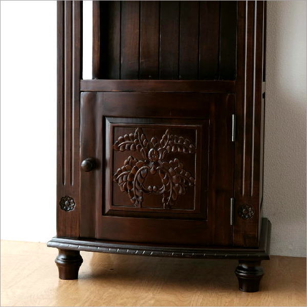 電話台 花台 アンティーク調 玄関 ハイスタンド 木製 キャビネット 扉