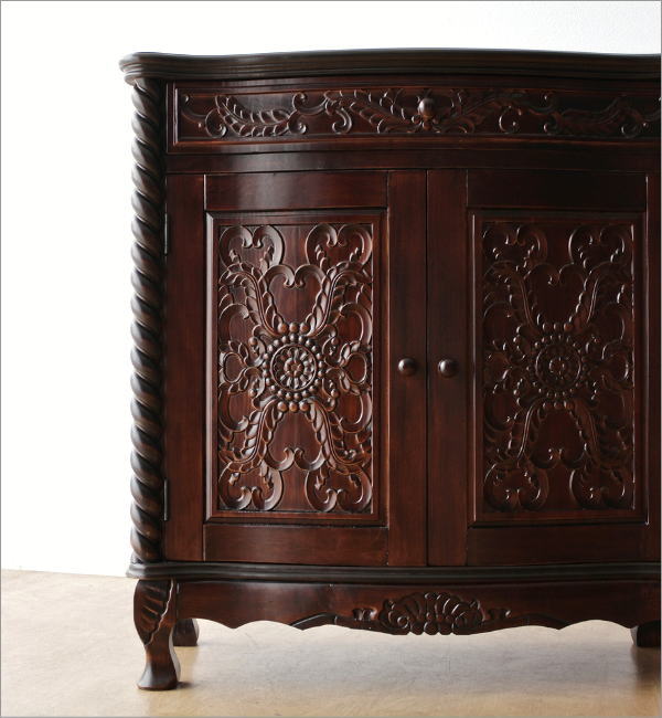 アンティーク 家具 サイドボード 収納家具 電話台 FAX台 猫脚 完成品