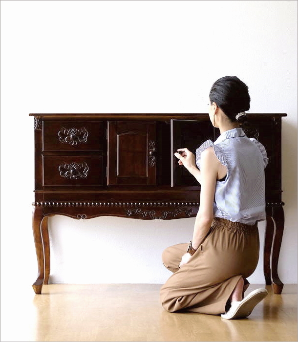 キャビネット アンティーク 脚付き 猫脚 完成品 木製 おしゃれ