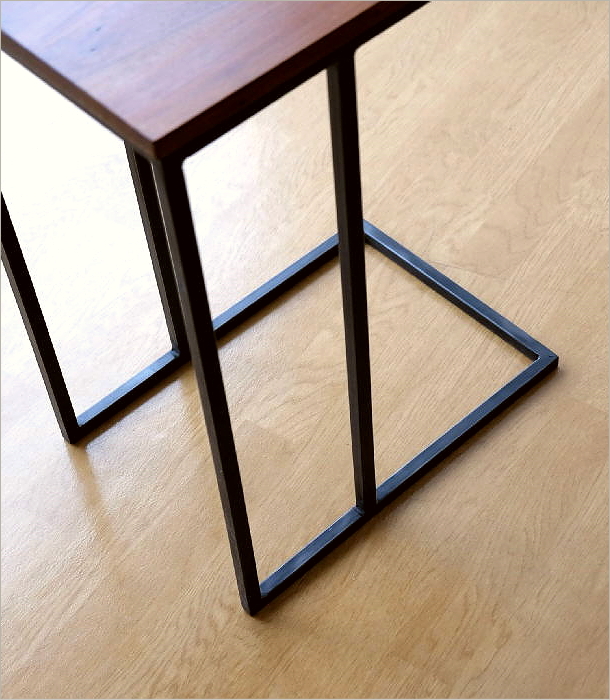 サイドテーブル 木製 アイアン コの字型 ソファーサイドテーブル