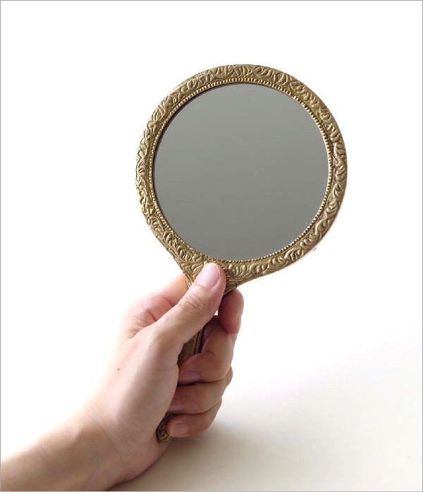 手鏡 ハンドミラー 真鍮 ブラス アンティーク ゴールド おしゃれ 高級