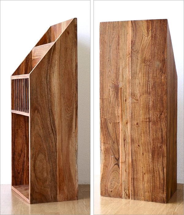 マガジンラック チーク おしゃれ 無垢材 オープンラック 天然木