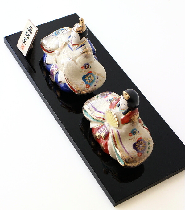 雛人形 ひな祭り 桃の節句 コンパクト 日本製 瀬戸焼 手描き 金彩