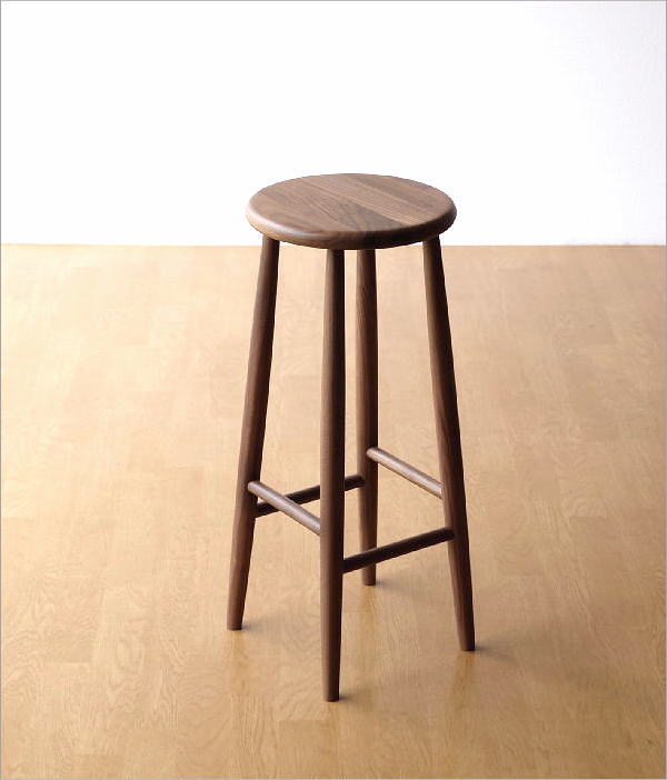 ハイスツール 天然木 無垢材 ウォールナット 木製 ウッドスツール