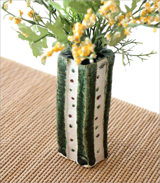 花瓶 陶器 一輪挿し 瀬戸焼 日本製 織部銀彩 花瓶 和風 モダン