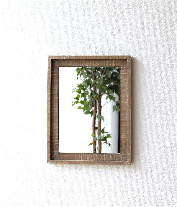 鏡 壁掛け 木製 おしゃれ パイン材 ウッド 古木 天然木 壁掛け鏡