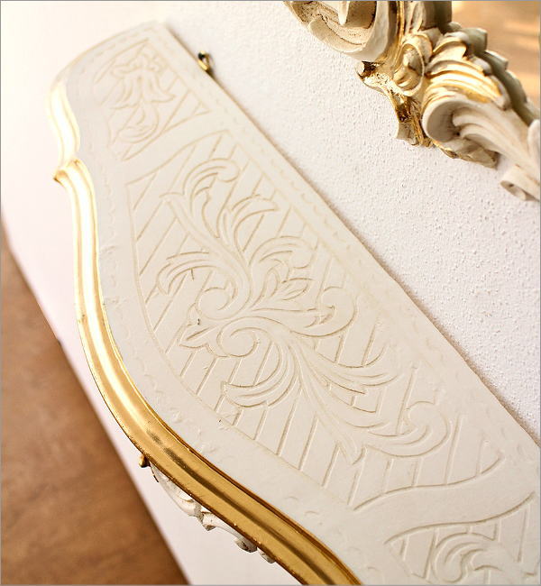 壁掛け棚 ウォールシェルフ アンティーク ロココ調 飾り棚 ホワイト