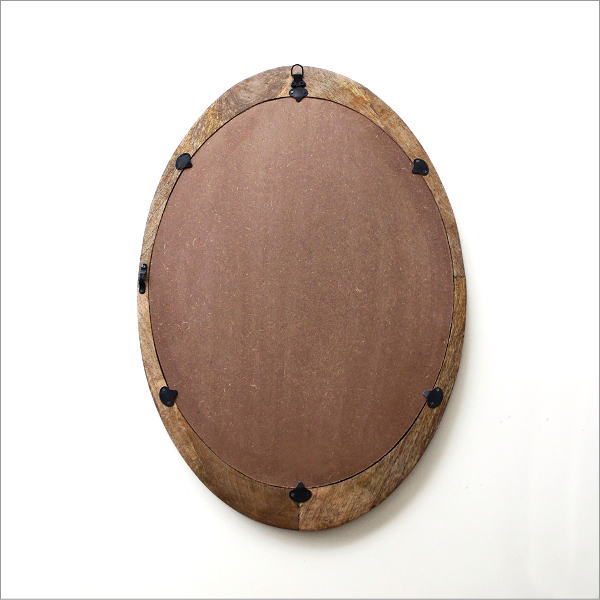 鏡 壁掛け 木製 ミラー 高さ70cm 楕円 彫刻 玄関 洗面 ウォールミラー