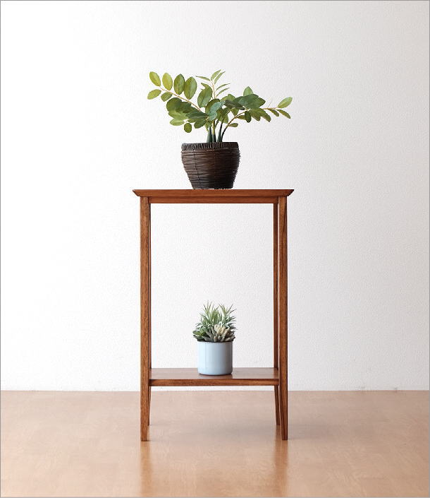 花台 木製 チーク無垢材 フラワースタンド 玄関 リビング コンパクト