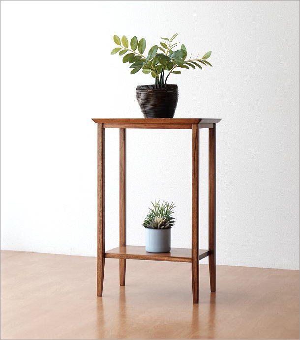 花台 木製 チーク無垢材 フラワースタンド 玄関 リビング コンパクト