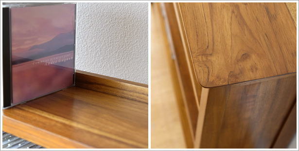 CDラック 文庫本本棚 チーク 無垢材 3段 薄型 スリム チークコンパクト