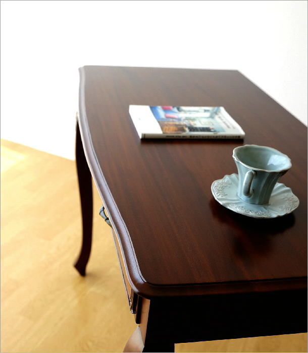 デスク 机 マホガニー 無垢材 猫脚 アンティーク調 クラシック