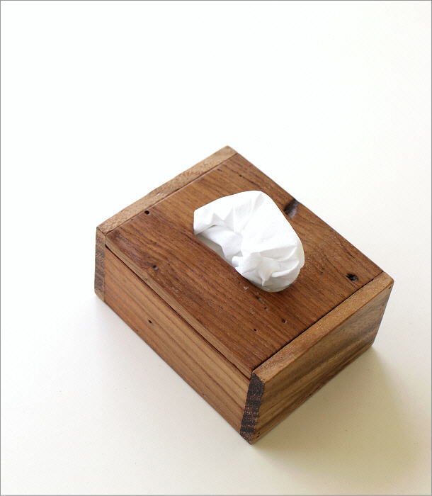 ティッシュケース チーク 木製 ハーフサイズ ポケットティッシュ