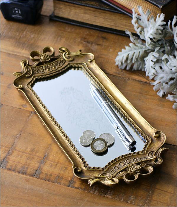 ミラートレイ トレイ 鏡 おしゃれ アクセサリートレイ 小物置き 小物