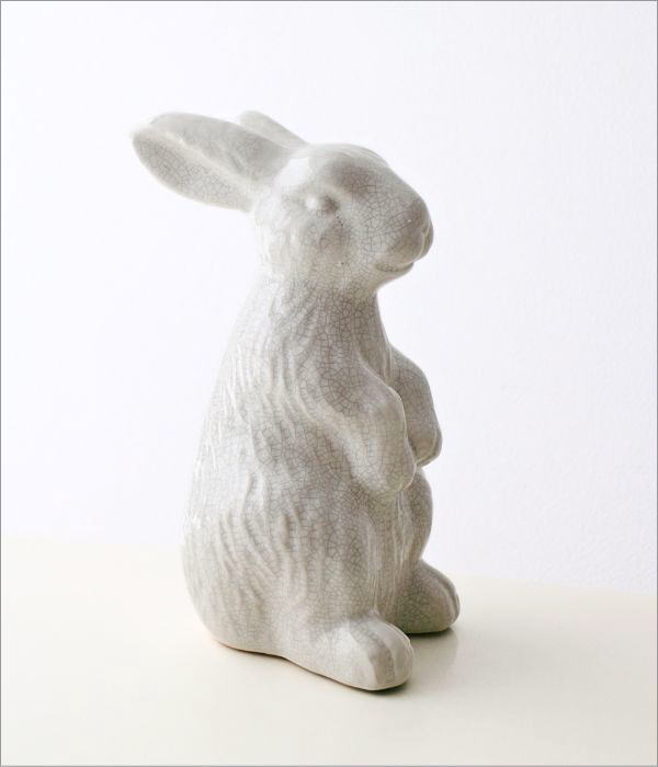 うさぎ ウサギ 置物 オブジェ 陶器 おしゃれ かわいい ガーデン 庭