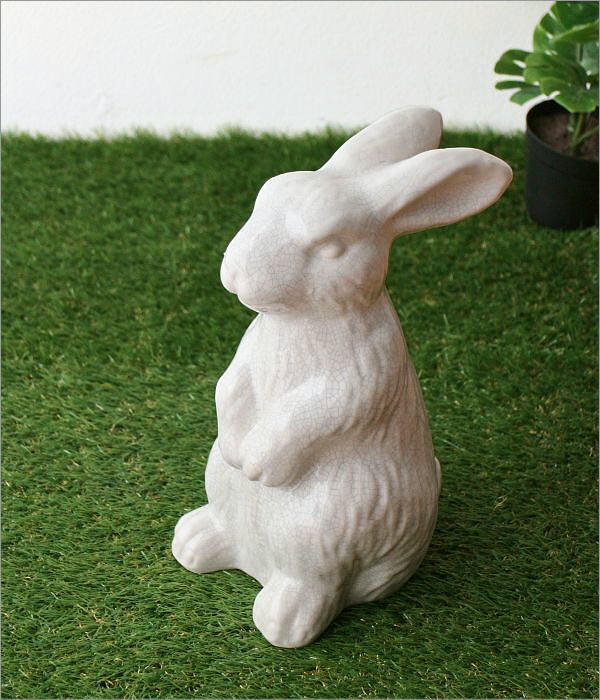うさぎ ウサギ 置物 オブジェ 陶器 おしゃれ かわいい ガーデン 庭
