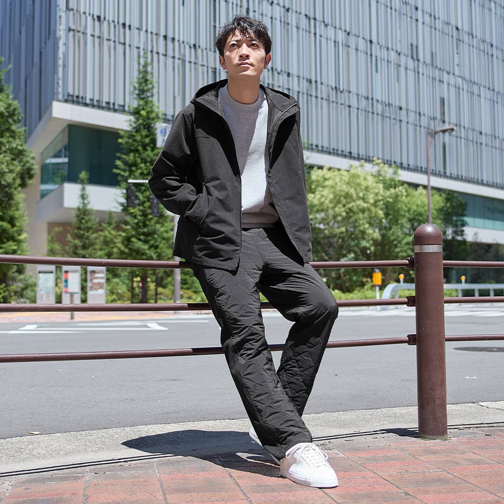 ストレート】吸湿発熱中綿キルティング バウンドヒーターパンツ BDW162