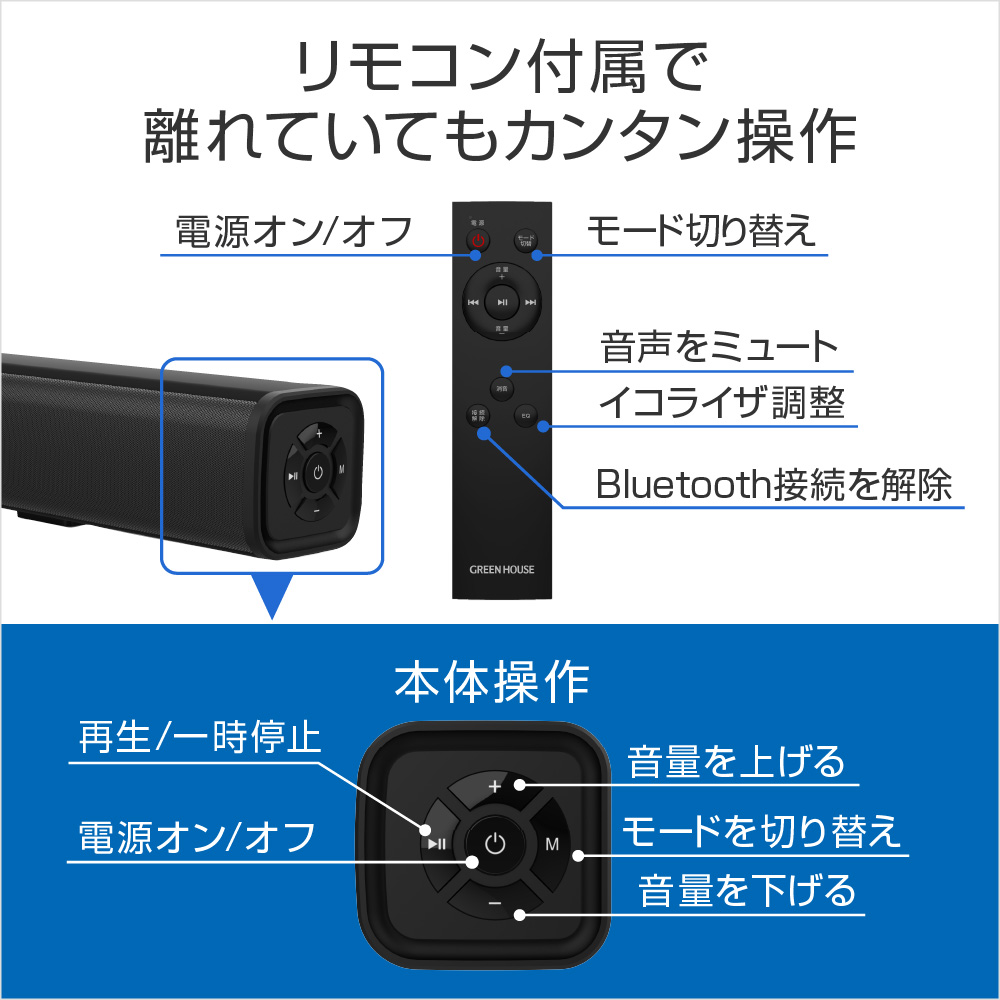 サウンドバー スピーカー 2.0ch Bluetooth HDMI リモコン 光デジタル
