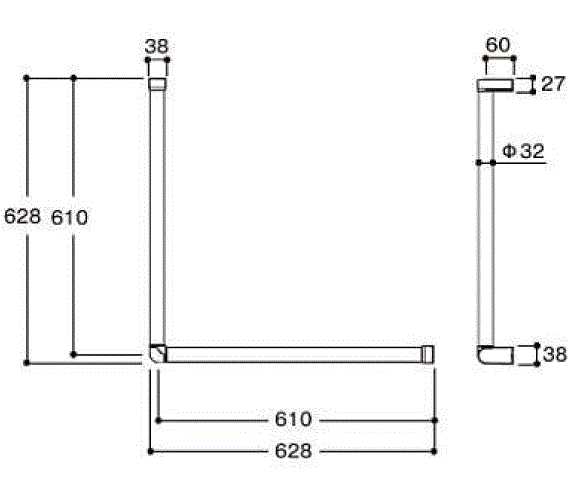 通販】トイレ木製手すりL型 TOTO YHB603L