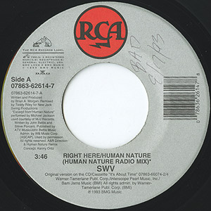 SWV / Right Here(Human Natre Radio Mix)/Downtown(7inch) / RCA 1993