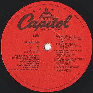 Sun / Sunburn(LP) / Capitol 1978 USオリジナル EX-/EX- | Groovenut