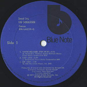 Lou Donaldson / Sweet Lou(LP) / Blue Note 1974 USオリジナル盤 EX