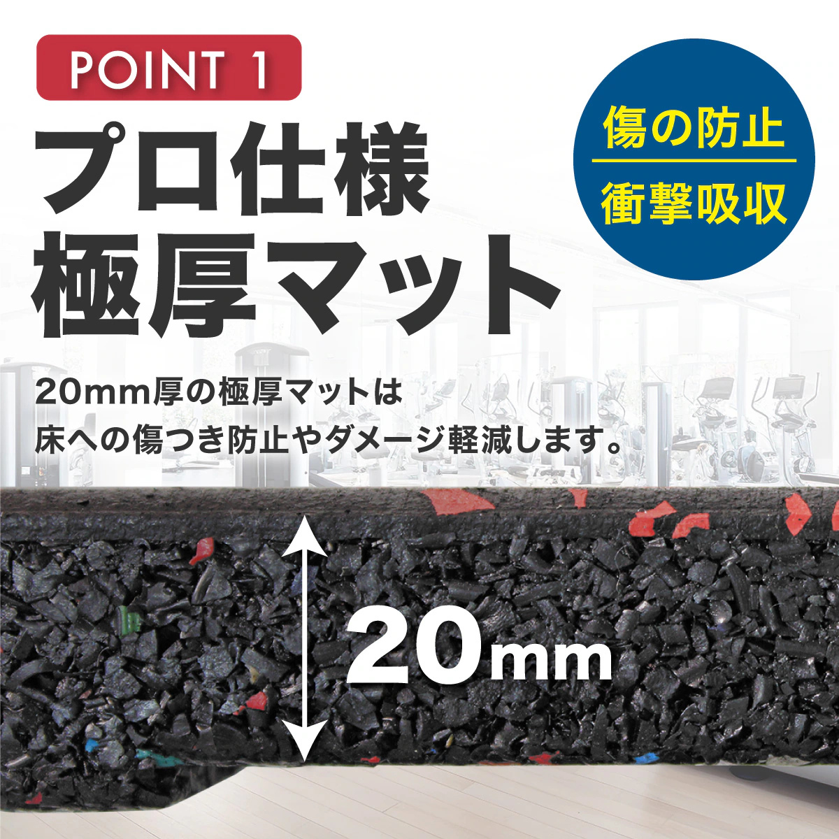 ジムマット4枚セット50×50cm 厚さ20mm）-ジムガレージ