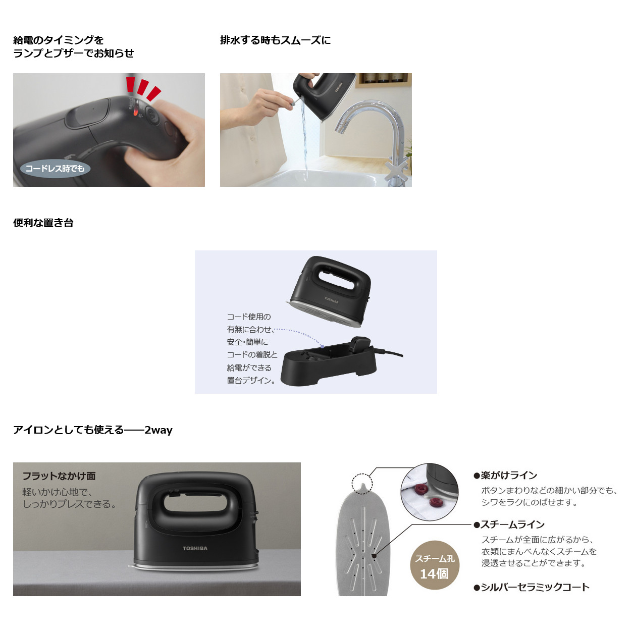 TOSHIBA(東芝) コードレス 衣類スチーマー 『La・Coo-S(ラクー)』 TAS