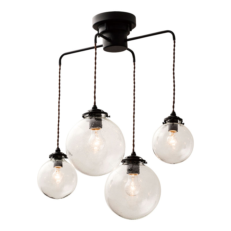 Orelia 4灯シーリングランプ【選べる3種類のガラスシェード