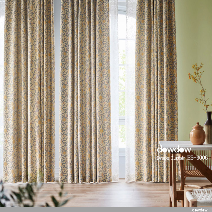 モリス】フルーツ（ザクロ）のドレープカーテン＆シェード【ES-3006