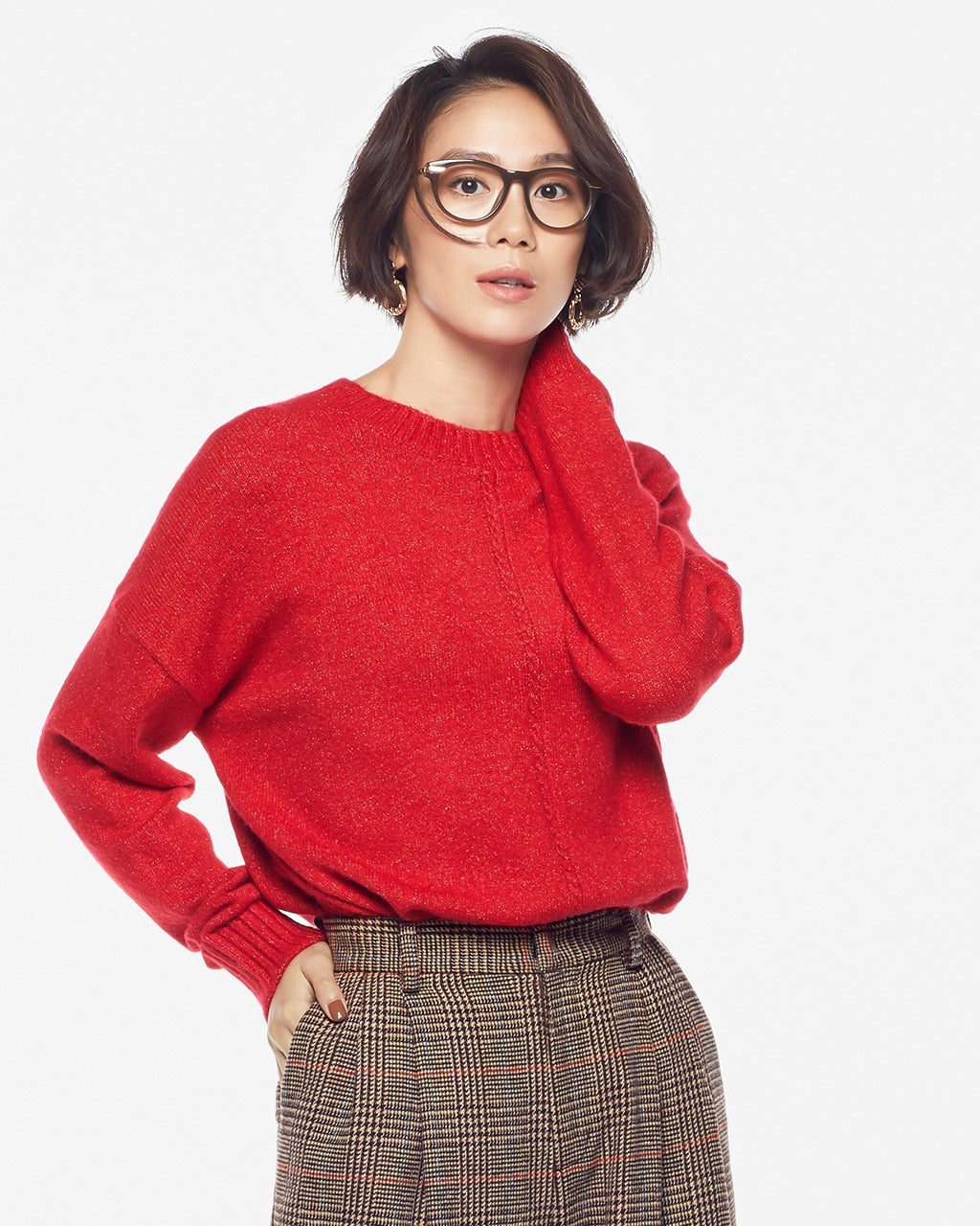 グロッシーミックス・クルーネックセーター/DoCLASSE