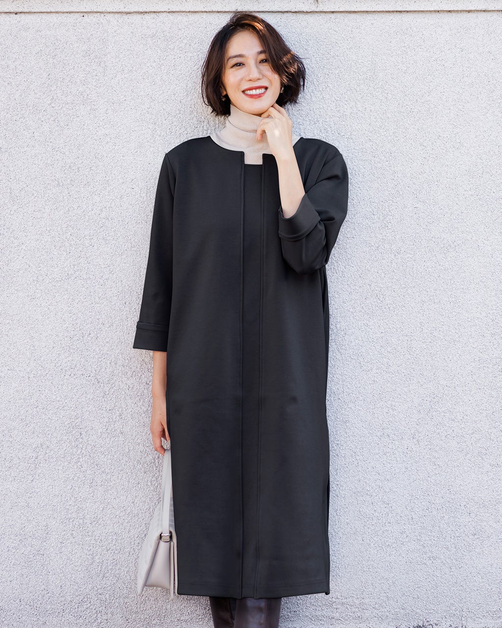 ウォームポンチ・キーネックミディワンピース/DoCLASSE