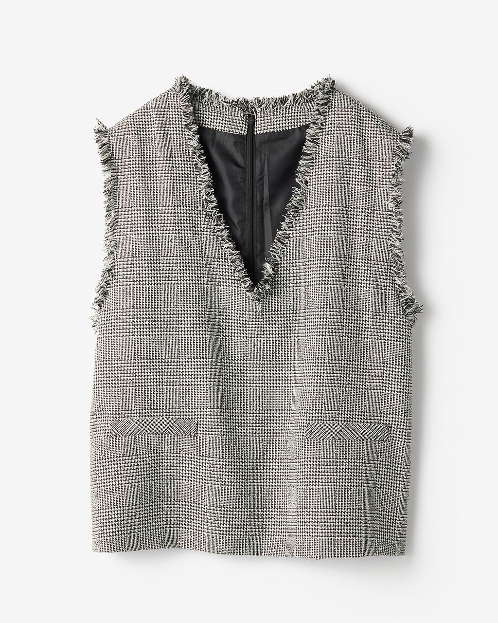 グレンチェック・フリンジベスト/DoCLASSE