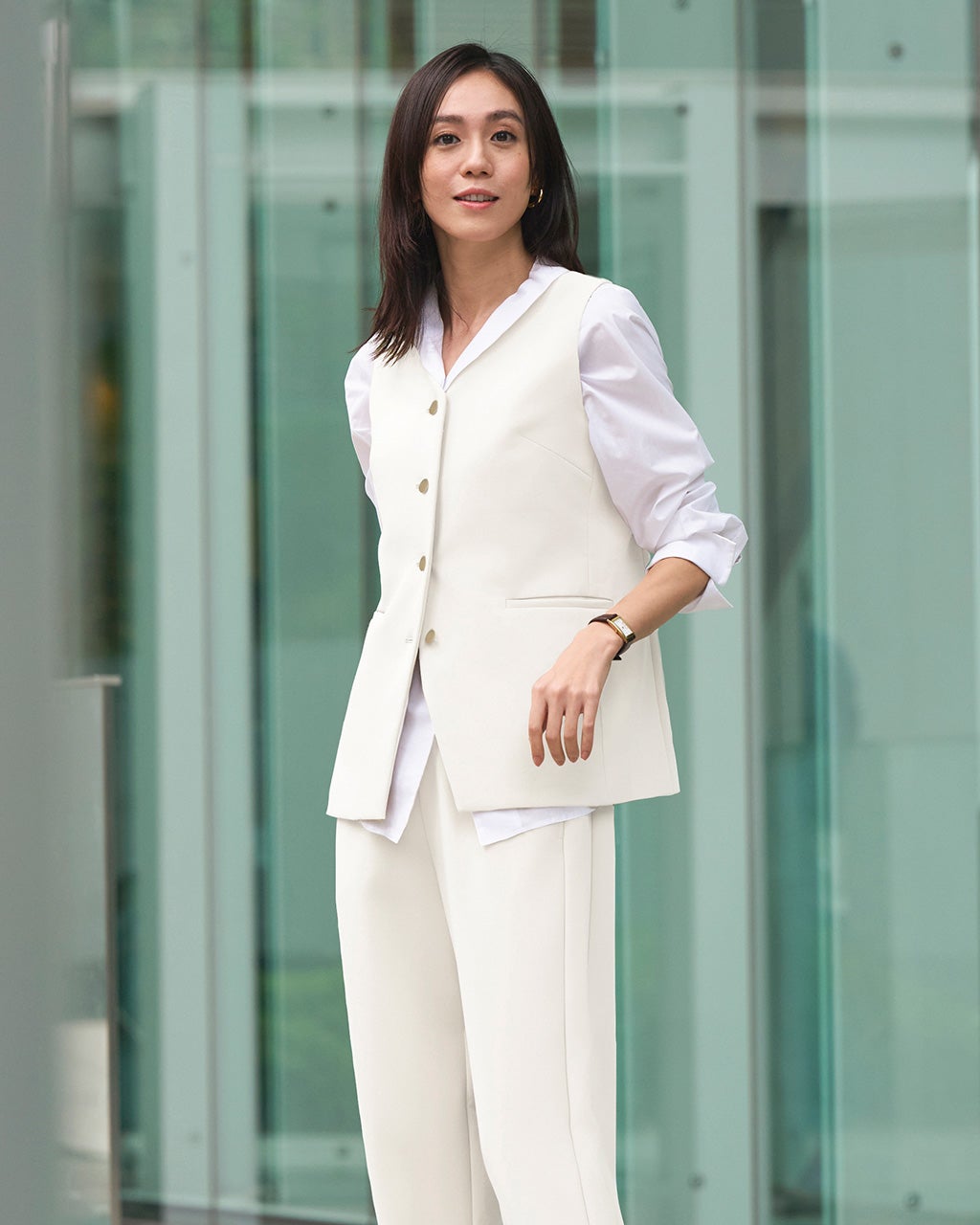 レディース ベスト・ジレ（ホワイト）一覧/40代50代からのファッション