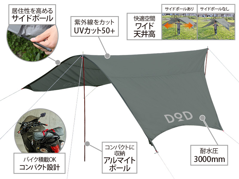 ライダーズコンフォートタープ（グレー）TT5-282 - DOD（ディーオー