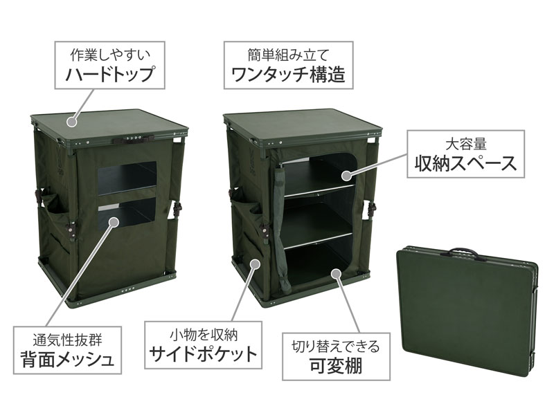 マルチキッチンテーブル（カーキ） TB1-38-KH - DOD（ディーオーディー
