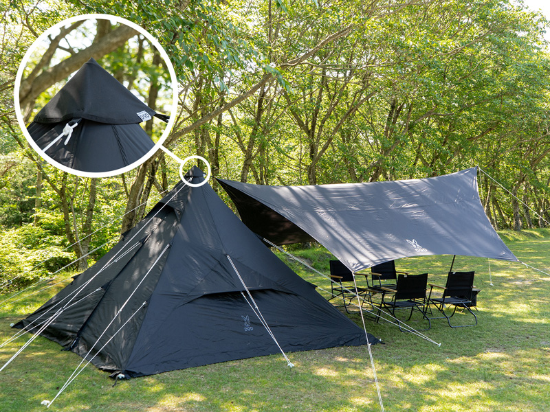 ワンポールテントRX(M)TC T3-949-BK（ブラック） - DOD（ディーオー