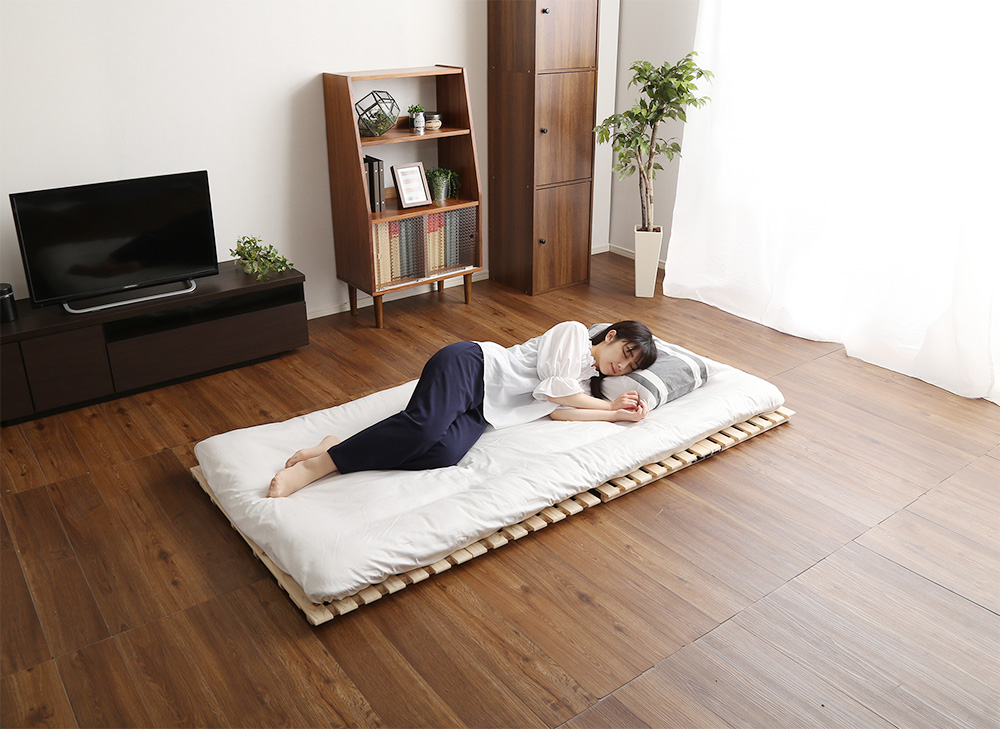 二つ折りタイプ 檜すのこベッド 涼風 (ダブル) - 家具専門店どあどあ