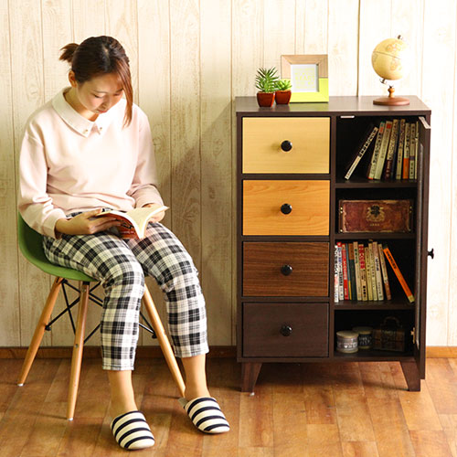 ウッドグラデーション キャビネット 引出4杯 96300 不二貿易