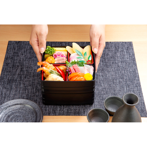 彩り小町 二段重 #1078 イノマタ化学 行楽弁当容器 ブラック