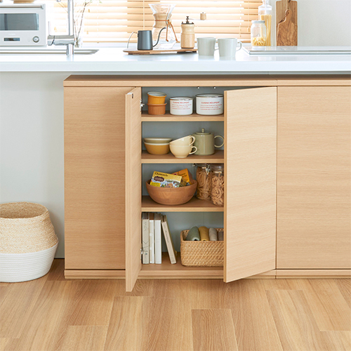 カウンター下収納 PTS-8575D NA ピタシエ 多目的木製棚 幅75cm