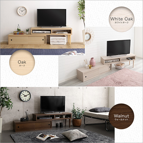 伸縮式テレビ台 引き戸タイプ SD-120EX--WOK ホワイトオーク ホーム