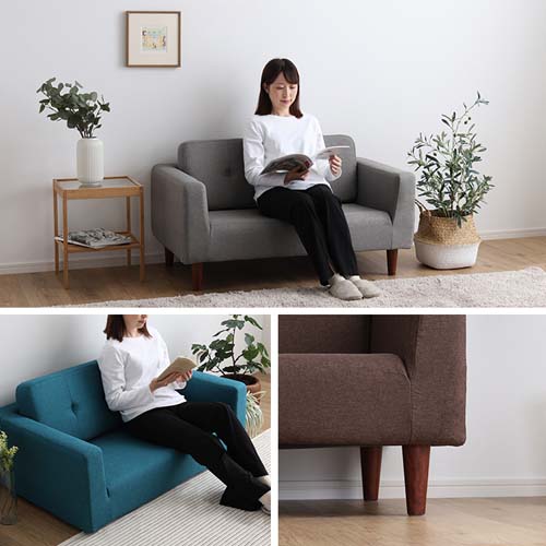 シンプルな2人掛けコンパクトソファ SH-07-CPS--BR ホームテイスト