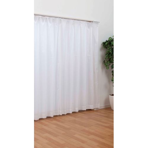 防炎レースカーテン 2枚入 DCM レースカーテン 100×103cm ホワイト