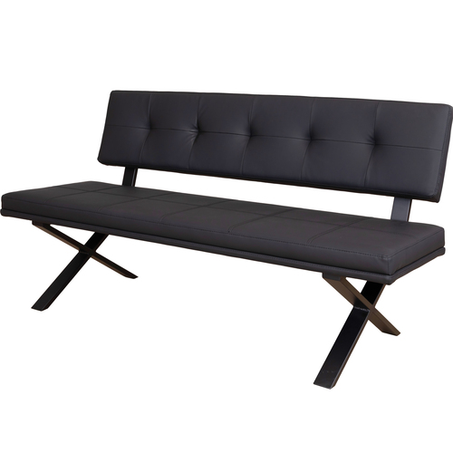 ダイニングベンチ PVC 背付 ブラック Brescia BK ARBOL 椅子 背付