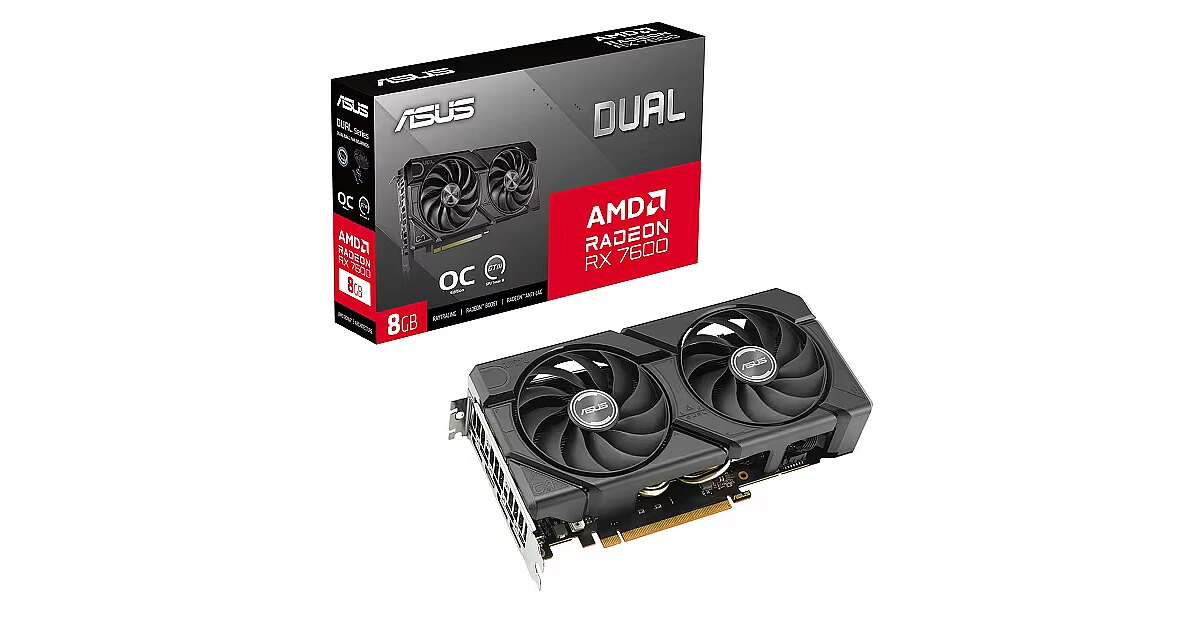 Asus Radeon RX 7600, 8GB GDDR6, Dual EVO OC (DUAL-RX7600-O8G-EVO)