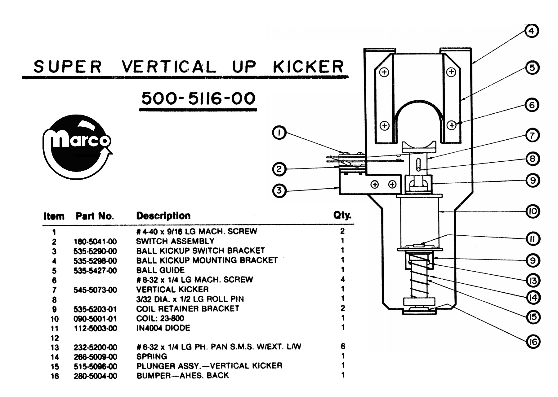 500-5116-00 - Super VUK assembly Data East - Marco Specialties